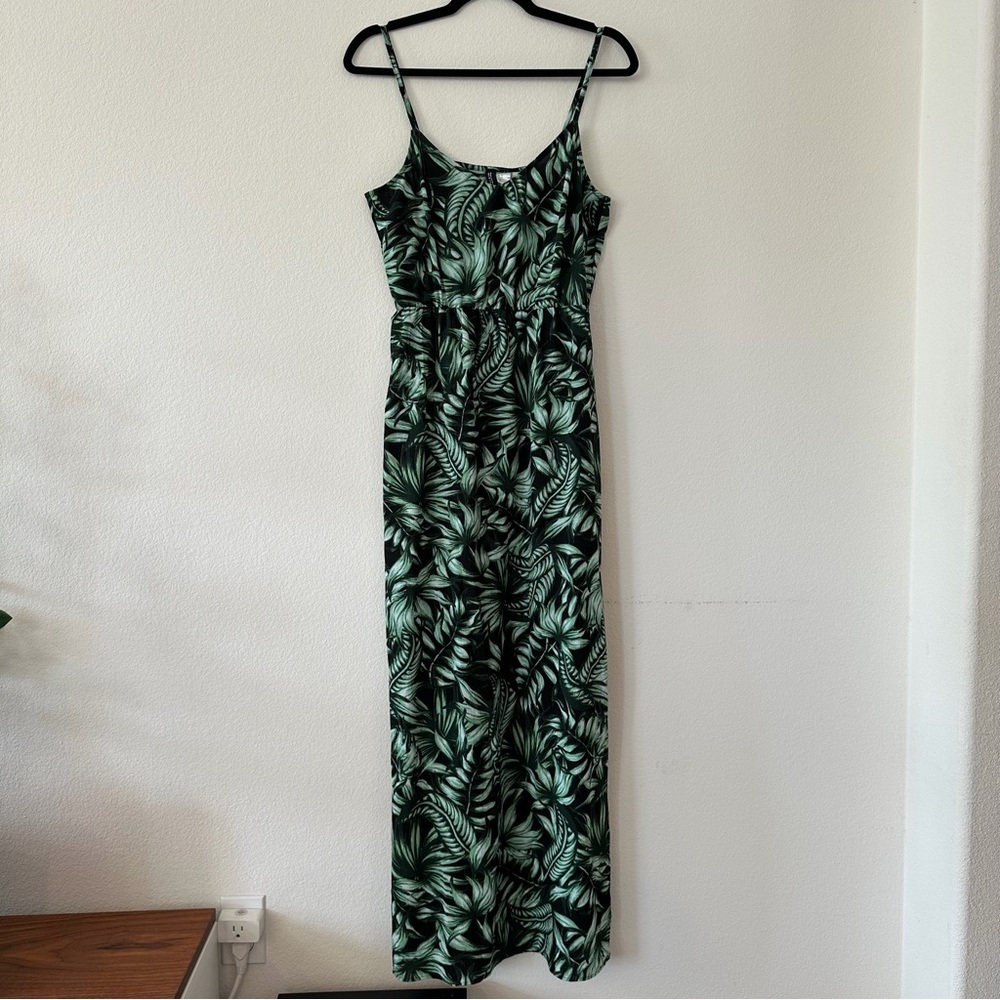 H&M Green Leaf Print Maxi Dress